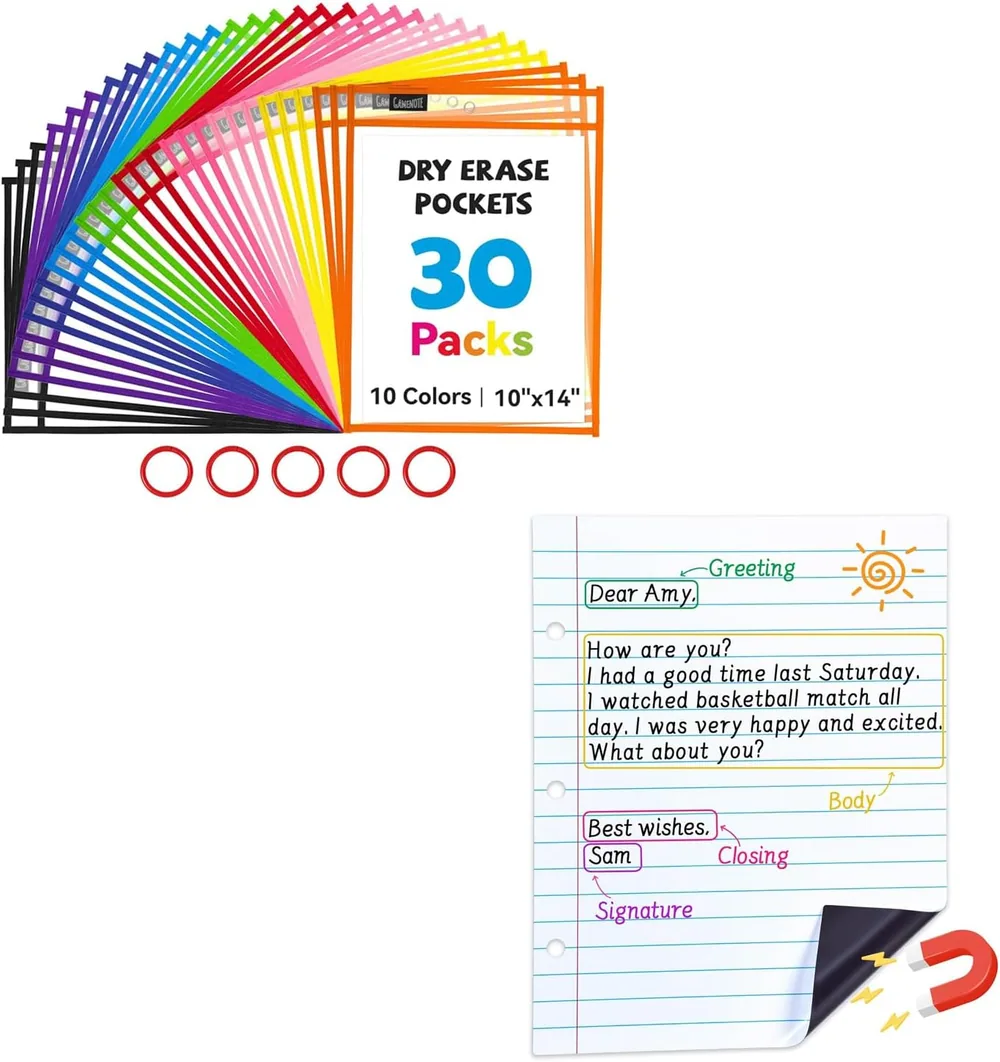 Gamenote Dry-Erase Pockets & Giant Lined Whiteboard