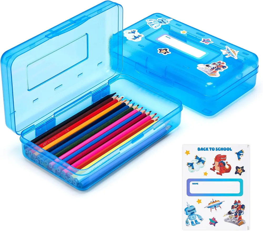 Gamenote Plastic Pencil Box with Name Stickers
