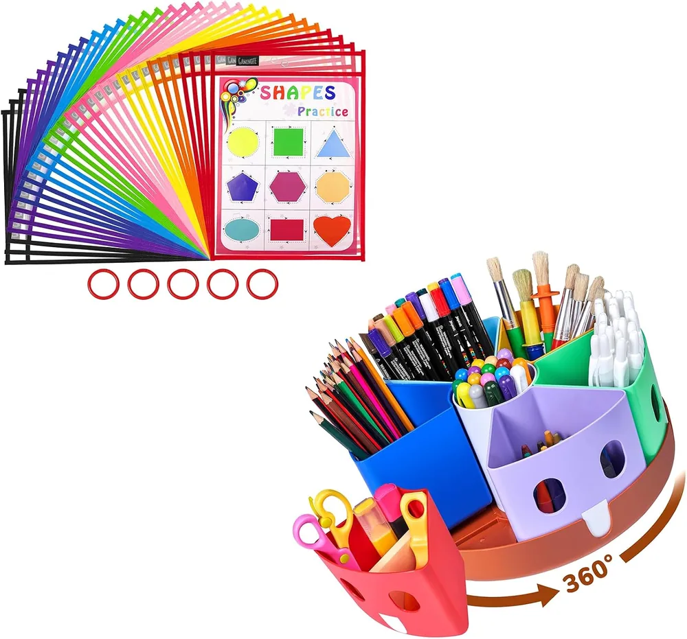 Gamenote Rotating Organizer & Dry-Erase Pockets Set